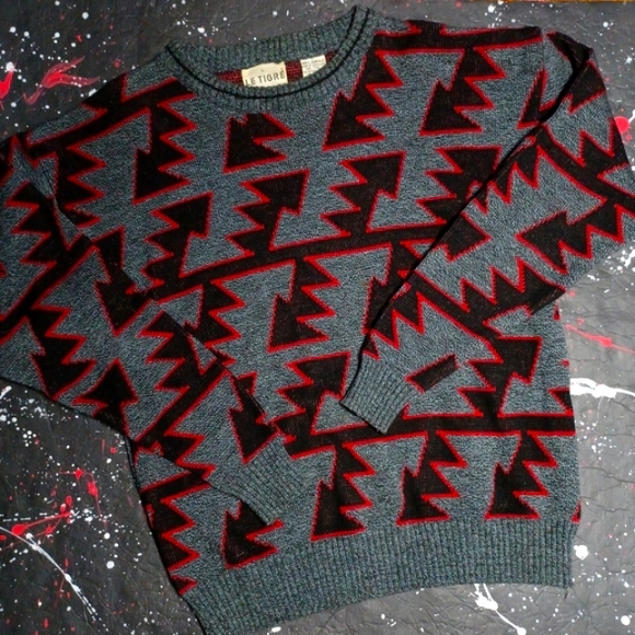 Le Tigre Other - Vintage 80s Le Tigre multicolored abstract aztec print Cosby sweater RARE